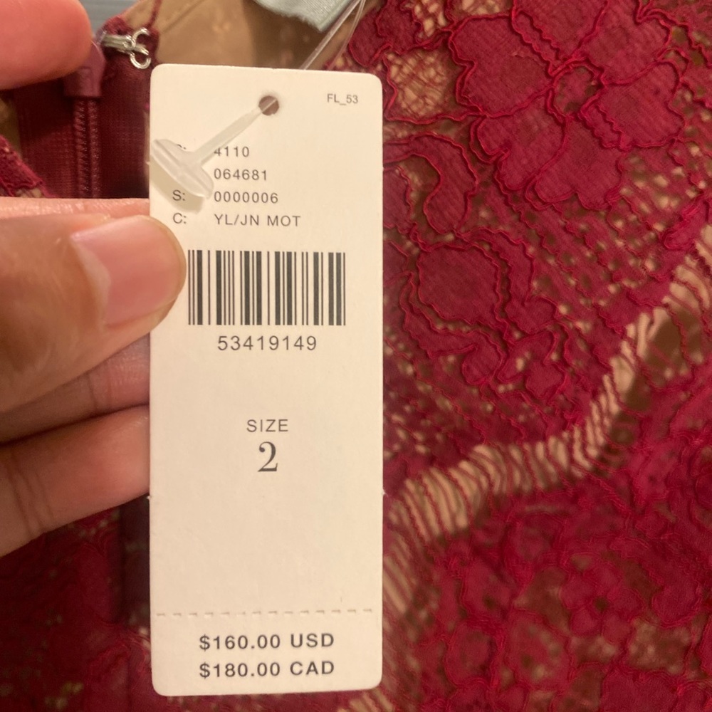 NWT Maeve Anthropologie Maroon Lace Lined Peplum Top - Picture 10 of 12